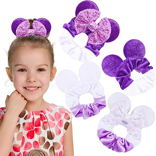 Akkya Mouse Ear Scrunchies With Bow For Women Girls Rb3yu