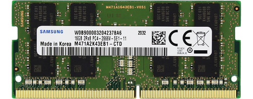 Memoria 16gb Ddr4 2666mhz Pc4-21300 Sodmmi Sin Paridad/ecc