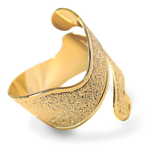 Imagen 2 de 6 de Anillo Satinado Calado Enchapado Oro 18 K