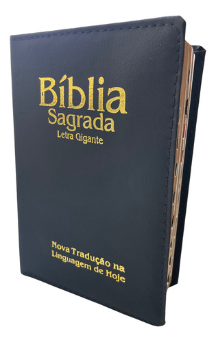 Bíblia Letra Gigante Versão Ntlh Nova Tradução Linguagem De Hoje Fácil Simples Luxo Preta Índice Lateral Capa Preta