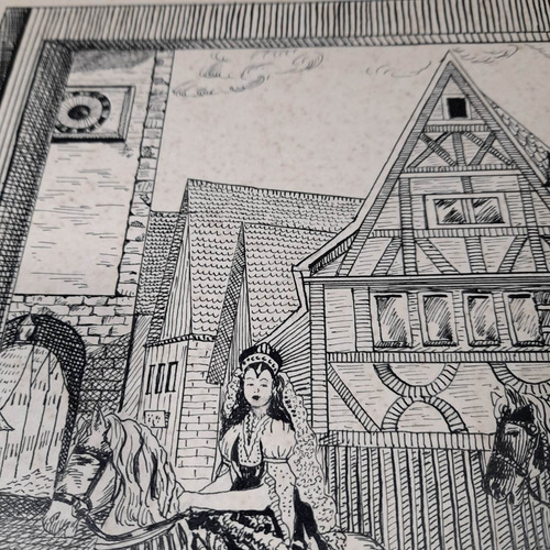 Imagem 6 de 7 de Pintura Desenho Nanquim Bico De Pena Datado 1953 Antigo