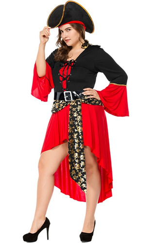 Disfraz De Pirata De Halloween Para Mujer, Talla Grande, Car
