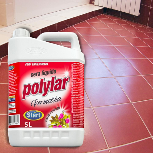 2 Unid. Cera Liquida 5 L Polylar Vermelha Start Limpeza Piso