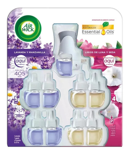 Air Wick Aromatizante Aparato Y 9 Repuestos Lavanda & Lirios