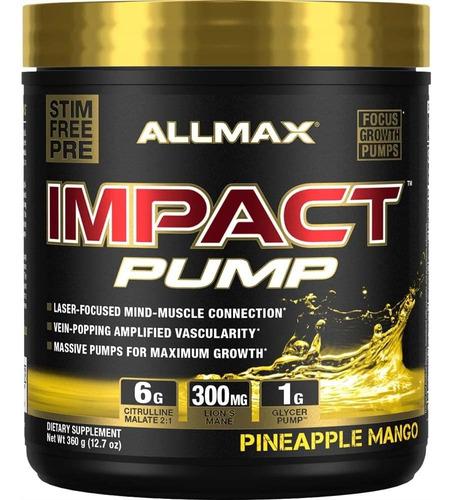 Allmax Impact Pump Pre-entreno De Máxima Vascularidad 30srv Sabor Pineapple Mango