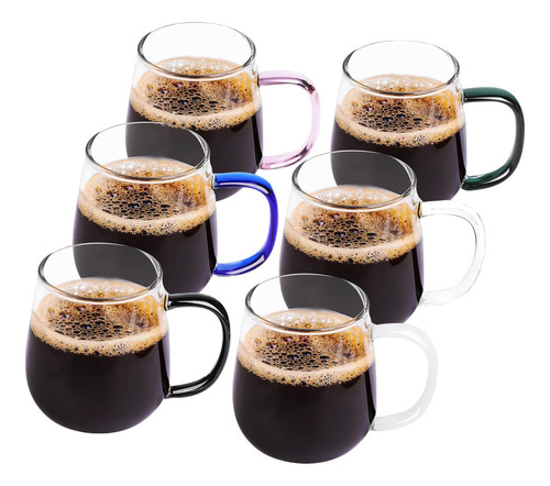 Conjunto De 6 Tazas De Café De Vidrio Borosilicato Con Mango