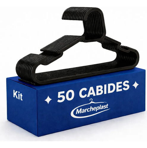 Kit 50 Cabide Adulto Preto Organizador Roupa Reforçado