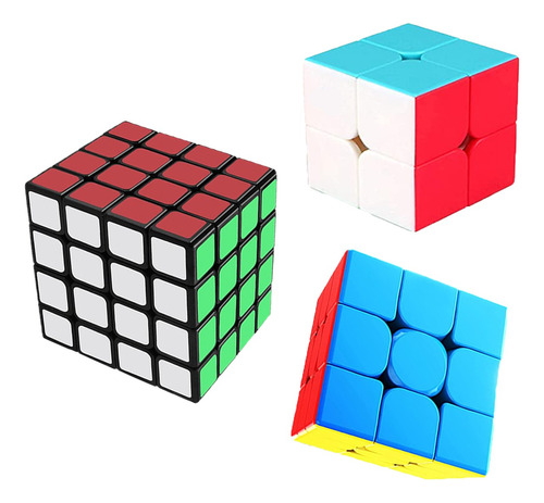 Pack 3 Cubo Rubik Tipo De Qiyi 2x2, 3x3, 4x4 Uso Profesional