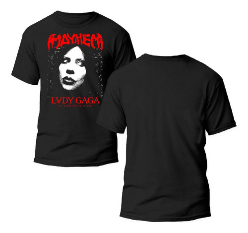 Playera Negra Estampado Lady Gagaa 100% Algodón 16