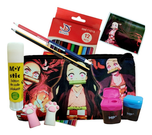 Demonslayer Kimetsu Estuche Set Útiles Escolares Anime Otaku