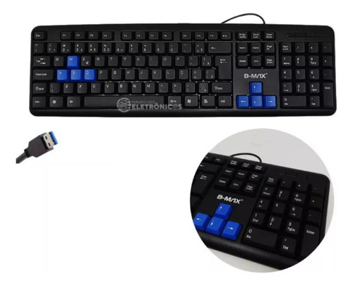 Teclado Padrão C/fio Jogo Usb Plug & Play Abnt Silencioso