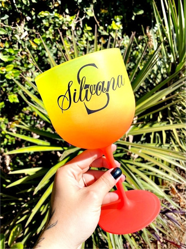 50 Taça Gin Sunset Neon Personalizadas 600ml Degradê Fr/v