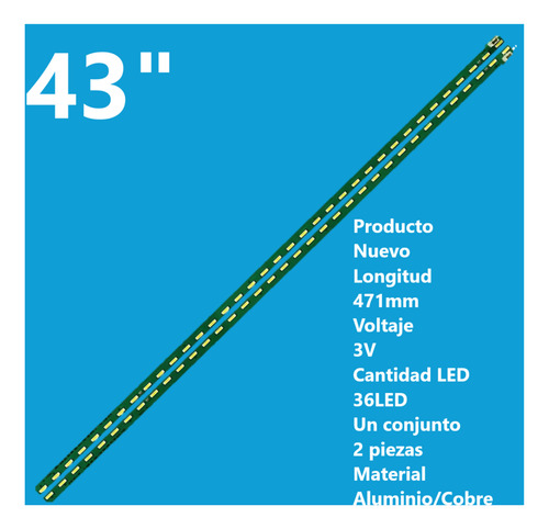 2 Tiras De 36+36 Leds Compatible Con 43lh5800 43lh5800ud