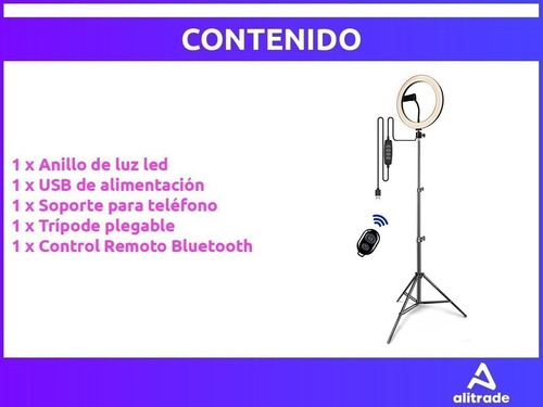 Imagen 8 de 10 de Aro Led 26 Cm + Trípode 2.10mt Luz Cálida Fria Celular Usb