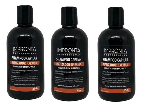 Shampoo Matizador Naranja Cobrizo Impronta 3unids - 250ml