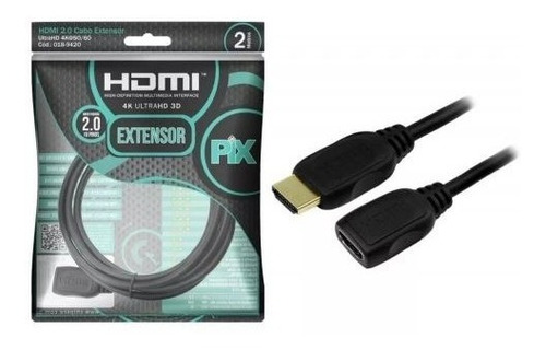 Extensor De Cabo Hdmi 4k 2.0 Hdr Pix Macho X Fêmea 2 Metros
