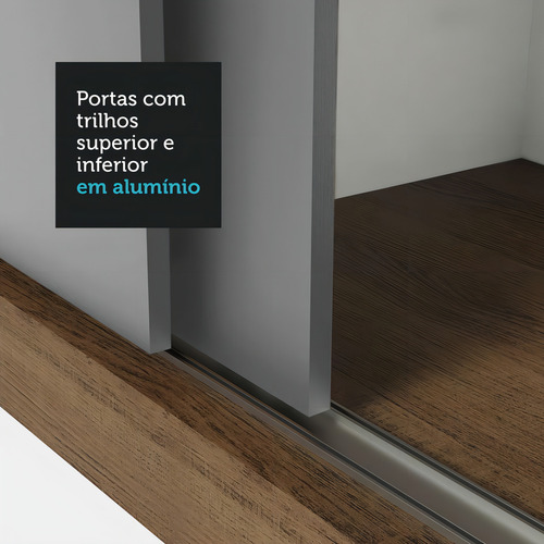 Guarda-roupa Casal 3 Portas De Correr Nobre Madesa Cor Rustic/Cinza