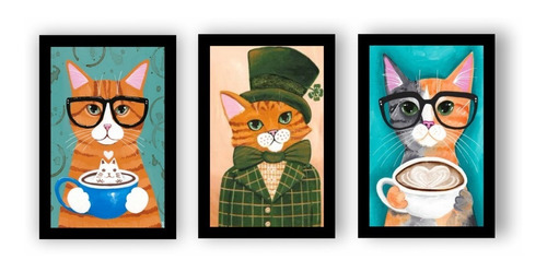 Quadro Eu Amo Gatos E Café