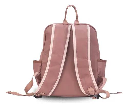 Mochila Tela Impermable Bolsillo Al Frente Dama Lincolns Color Rosa Mauve