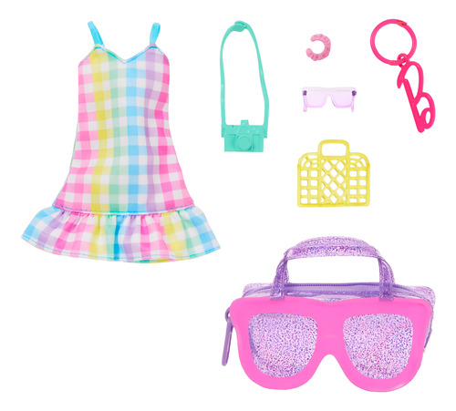 Barbie Accesorios Para Muñeca Vestido De Colores Con Bolsa