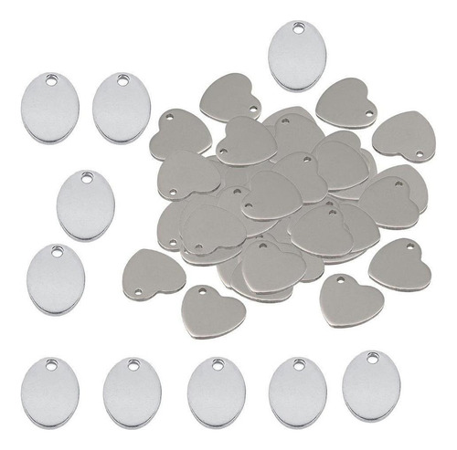 60 Piezas De Material Acero Inoxidable Ovalado Metal