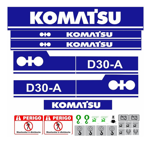 Kit Adesivo Compativel Trator Komatsu D30-a + Etiquetas D30a Cor Trator Esteira Komatsu D30-a