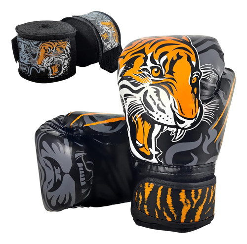 Guantes De Boxeo Ragecamel Tigre Color Naranja