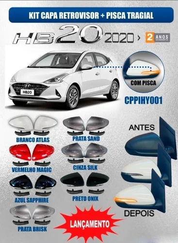 Imagem 4 de 4 de Kit Capa Retrovisor Com Pisca Prata Brisk Tragial Hb20 +2020