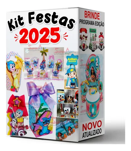 1600 Kit Festa Prontas Arquivo Corte Silhouette Topo De Bolo | MercadoLivre