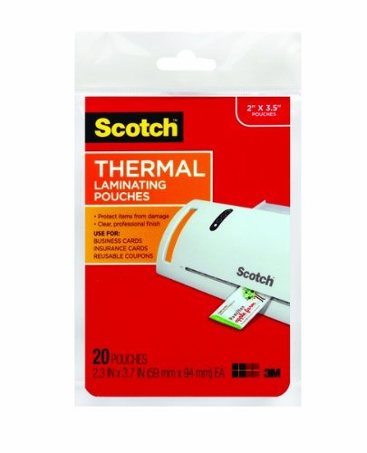 Scotch Thermal Laminating Pouches 2.36 Inches X 3.74