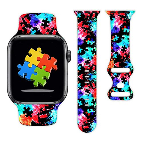 Autism Awareness Pattern Watch Band Compatible Con Apple Wat