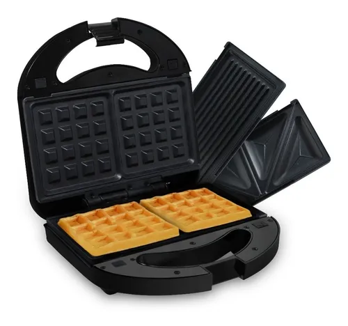 Sandwichera Rca Rc 203 3 En 1 Panini S ndwich Waflera Color Negro