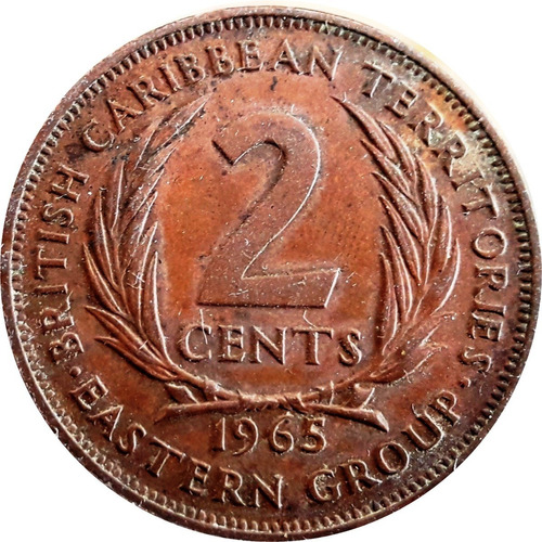 Caribe Del Este Moneda 2 Cents Año 1965 - Muy Buena