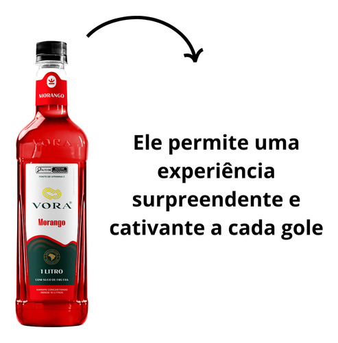 Xarope Premium Vora Morango P/ Drinks E Soda Italiana 1l