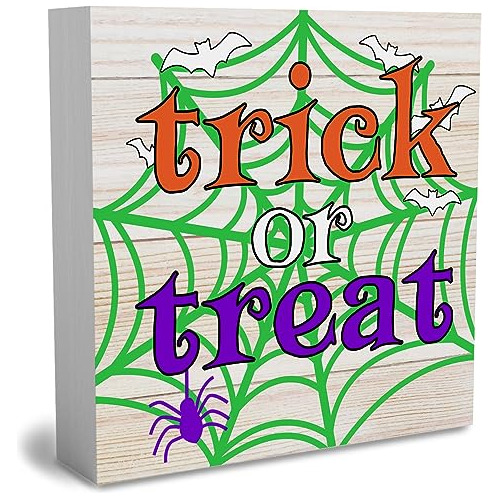 Señal De Madera De Halloween  Trick Or Treat Spider , ...