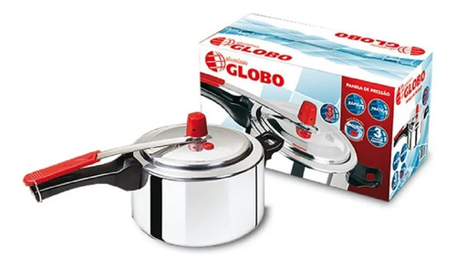 Panela Pressão 3 Litros Alumínio Globo Cinza Fogão Gás