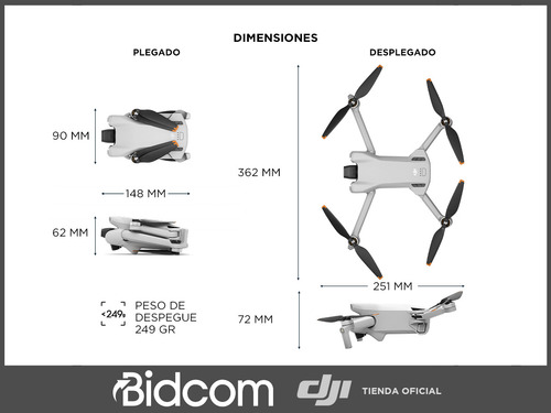 Imagen 7 de 10 de Drone Con Cámara Dji Mini 3 Fly More Combo Full Hd 4k