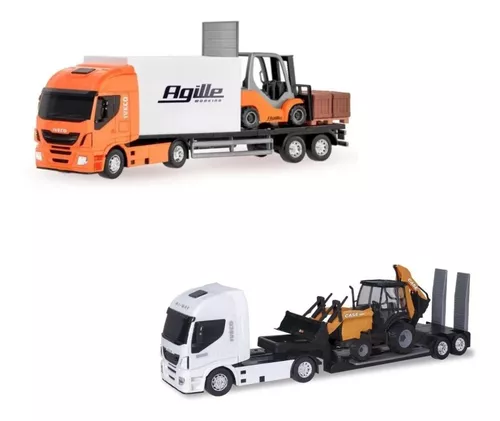 Brinquedo Carreta Iveco Hi-way Com Empilhadeira Agille