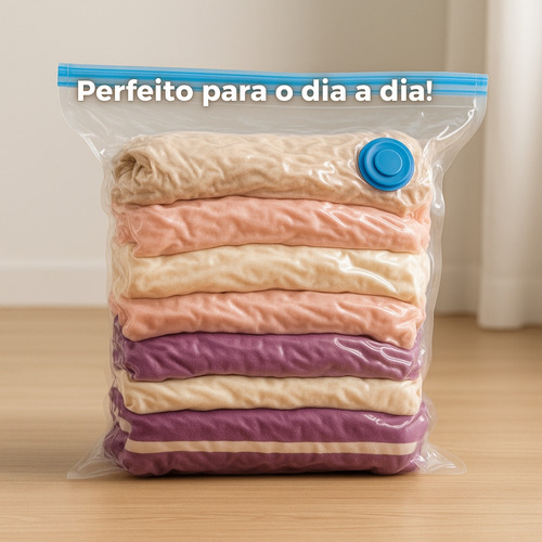Kit 12x Saco À Vacuo Embalagem Organizador De Malas Viagem Roupas Edredom Reutilizável Dommely Tamanhos 5x 50x60 4x 60x80 3x 80x100