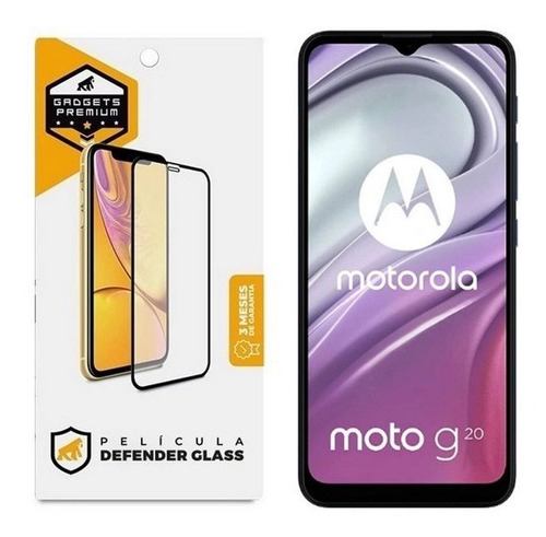 Película Defender Glass Para Motorola Moto G20 - Preta