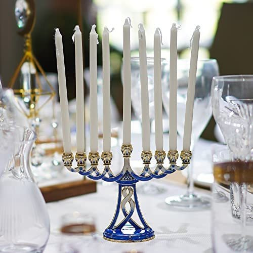 Imagen 5 de 7 de Hanukkah Menorah Candle Holder 9 Branch Rhinestones Jeweled