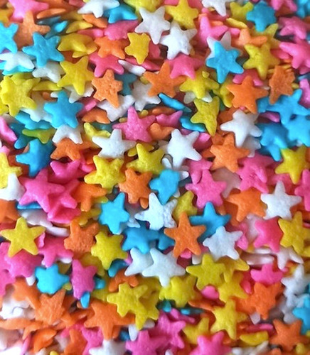 Confites Sprinkles Multicolores Forma De Estrella 100 Gr.