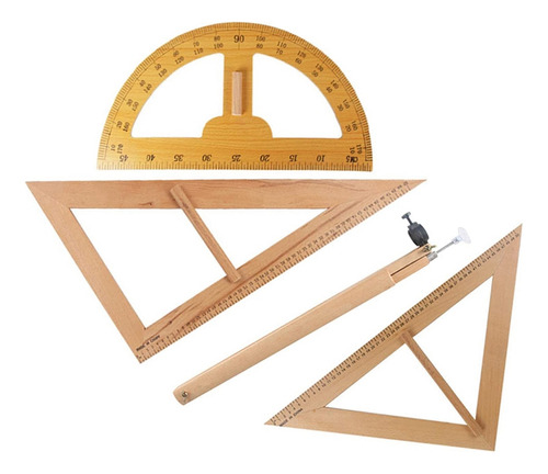 Set De Geometría Matemática De Madera, Brújula, Regla Triang