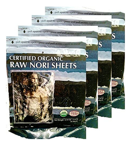 Raw Organic Nori Paquete De 200 Hojas  Certificado Vegano,