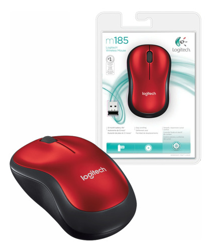 Mouse Inalambrico Logitech M185 Rojo - Ncuy