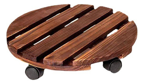 Soporte Redondo De Madera Con Ruedas Para Plantas 25x25 Cm
