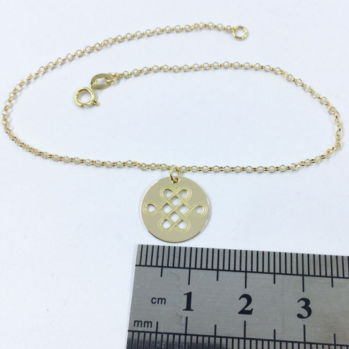 Pulseira Feminina Com Pingente Nó Do Amor Em Ouro 18k Linda