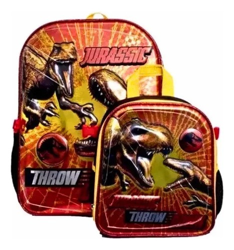 Set Mochila Y Lonchera Ruz Jurassic World Universal Primaria Color Rojo Diseño de la tela 3D