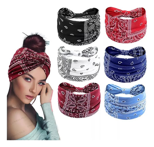 6pcs Bohemias Banda Elástica Diadema Mujer Cabello Turbante