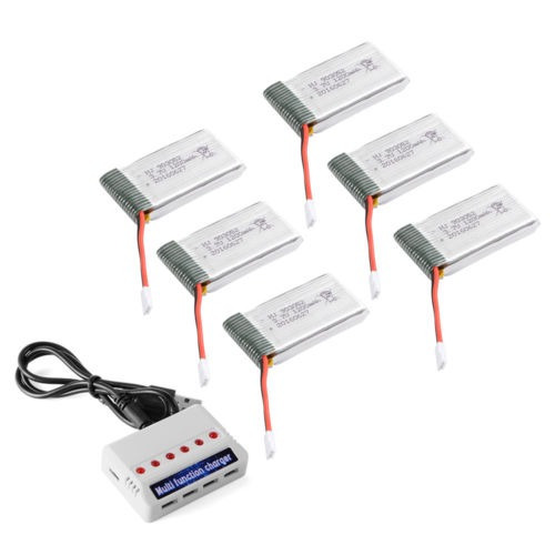 6 X 3.7v 1200mah 25c Lipo Batería + Cargador De 6 Puertos Pa